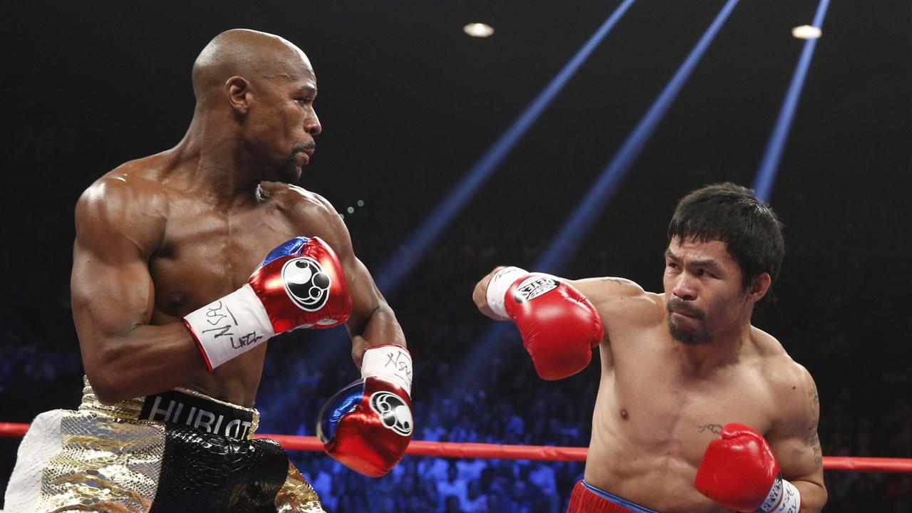 Floyd Mayweather Jr against Manny Pacquiao in 2015.