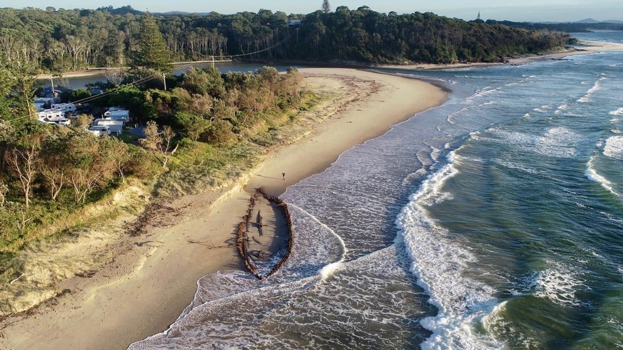 The ship has resurfaced after recent heavy rains and wild surf. Picture: James McLennan