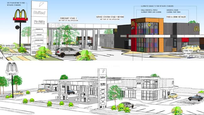 Artist impressions of the new McDonald's planned for Discovery Drive in Helensvale.