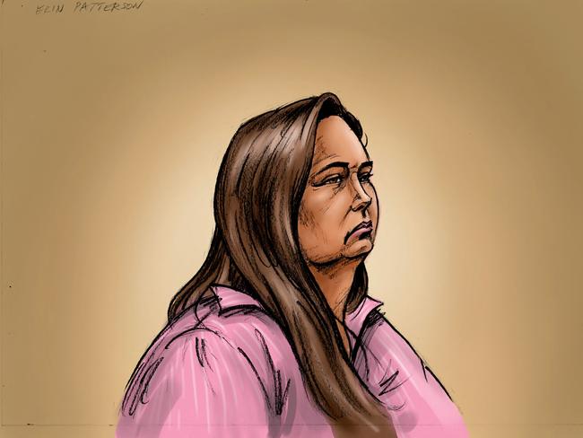 A court sketch of accused mushroom cook killer Erin Patterson. Picture: Paul Tyquin