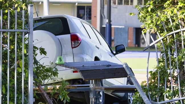 The car which crashed into a primary school in Melbourne on Tuesday afternoon. NewsWire / Luis Enrique Ascui