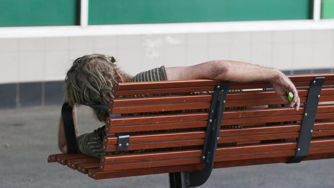 A homeless man in Abbott Street. Picture: Brendan Radke