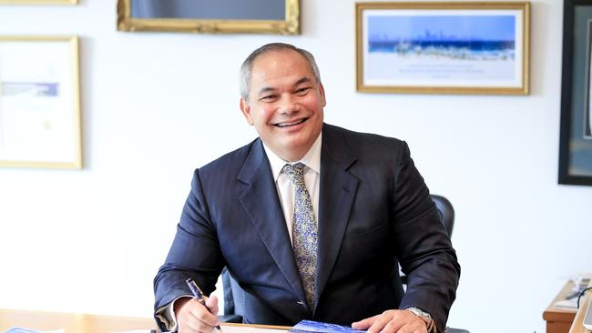 Gold Coast Mayor Tom Tate bringing down the council budget for the year. Pic Tim Marsden