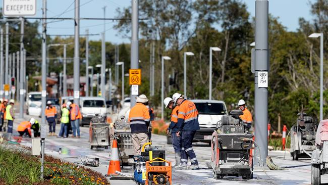 Construction evident on the light rail near the South Broadbeach station. Pic Adam Head