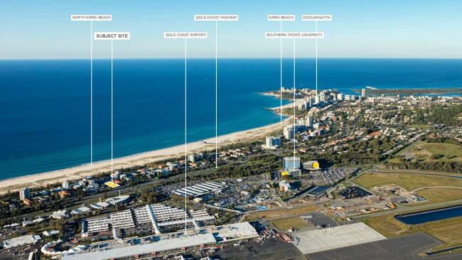 Site location at Bilinga, Golden Four Drive, on the southern Gold Coast, where a tower is proposed causing opposition from residents.