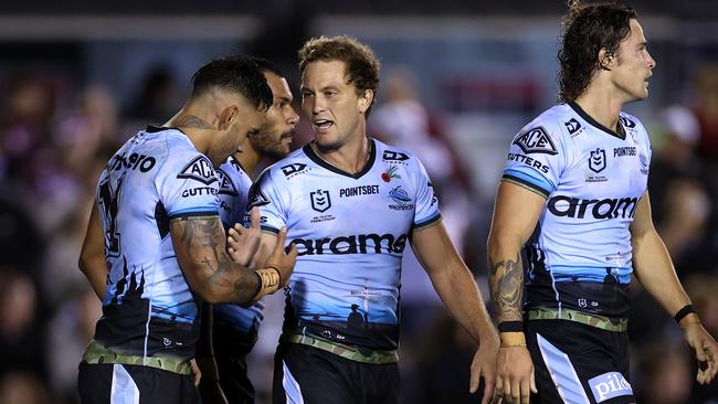 Moylan and the Sharks are facing the Warriors less than a week after they sacked their coach. (Photo by Cameron Spencer/Getty Images)