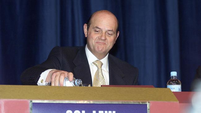 Coles Myer director Solomon Lew during the 2002 AGM. Picture: Kelly Barnes