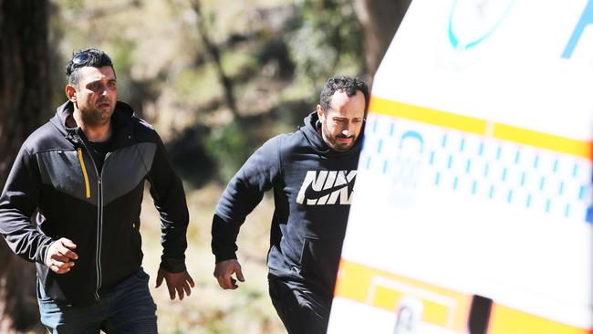 AJ’s father Anthony Elfalak runs to the scene where the three-year-old was found. Picture: NCA NewsWire / Peter Lorimer.