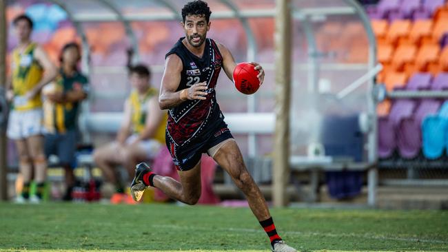 Marlion Pickett in action for Tiwi Bombers in the NTFL. Picture: Pema Tamang Pakhrin