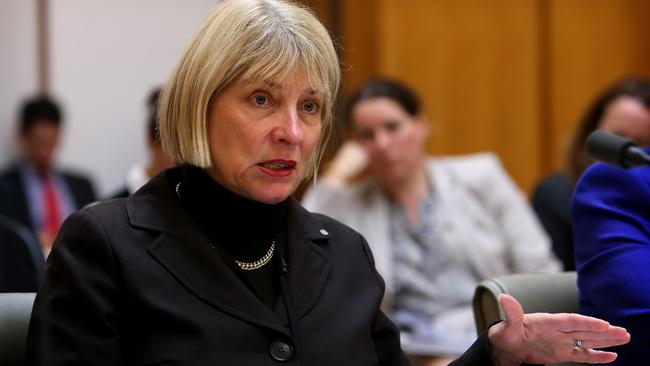 Former ASADA CEO Aurora Andruska appears at a Senate Estimates hearing.