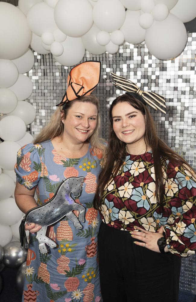 Sisters Tash (left) and Emma Canning at Emergency Services race day at Clifford Park, Saturday, August 10, 2024. Picture: Kevin Farmer