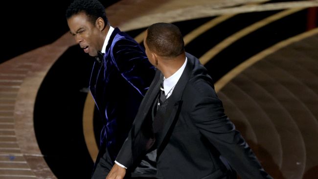 Will Smith slapped Oscars MC Chris Rock after he made a joke about his wife's alopecia. Picture: Neilson Barnard/Getty Images/AFP