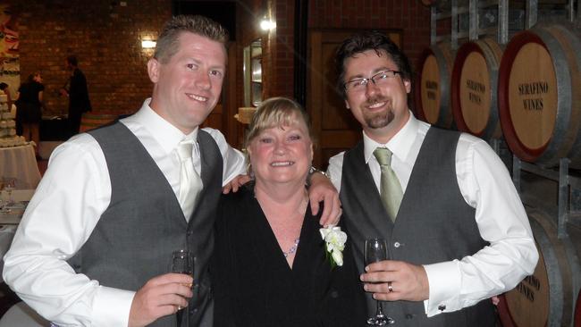 Imran Webb, 36, (left) and Mikey Webb, 38, with their mother Fiona Webb, 68. Picture: Supplied.