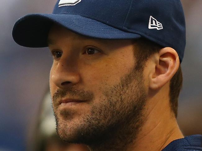 ARLINGTON, TX - NOVEMBER 02: Tony Romo #9 of the Dallas Cowboys on the sidelines during a game against the Arizona Cardinals at AT&T Stadium on November 2, 2014 in Arlington, Texas. Ronald Martinez/Getty Images/AFP == FOR NEWSPAPERS, INTERNET, TELCOS & TELEVISION USE ONLY ==