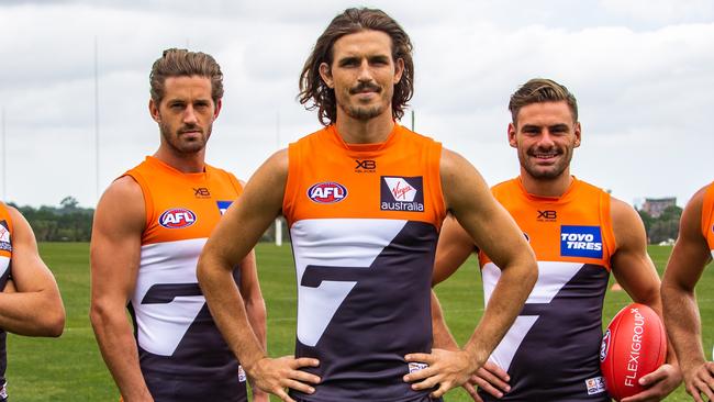 GWS leaders Callan Ward, Phil Davis and Stephen Coniglio.