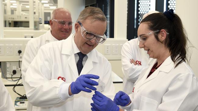 Anthony Albanese tours the new CSL Global HQ and Centre for Research and Development in Melbourne. Picture: NCA NewsWire / Andrew Henshaw