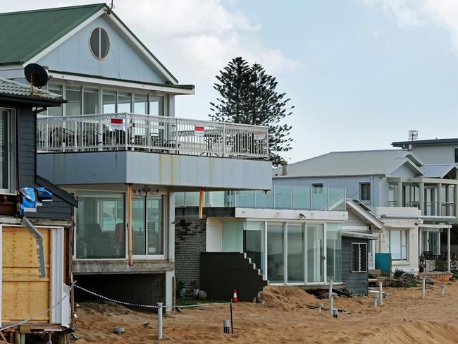 Storm damaged houses along Collaroy Beach on Sydney's northern beaches. Picture: Troy Snook