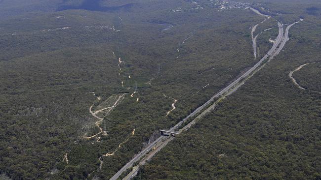 Aerial Shots of the current M1 Princes Motorway travelling past the Royal National Park.