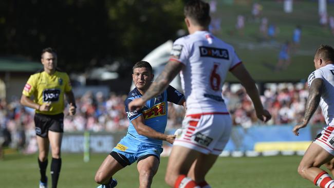 Ash Taylor (pictured playing for the Gold Coast Titans in 2018) was immense in his return to Brothers on Sunday.