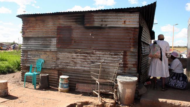 Makeshift housing in the township of Soweto, South Africa.