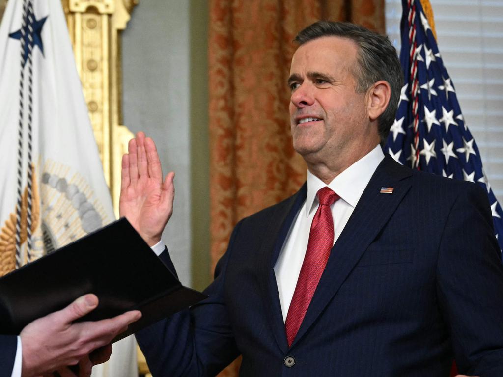 Former Director of National Intelligence John Ratcliffe is sworn in as CIA Director by Vice President JD Vance in the Eisenhower Executive Office Building. Picture: AFP