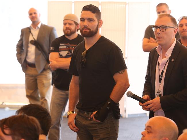 UFC middleweight champion Chris Weidman at the press conference at the Sydney Opera House.