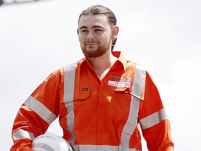 DAILY TELEGRAPH - 2.11.23MUST NOT PUBLISH BEFORE CLEARING WITH PIC EDITOR - 20yr old Tunnel Worker, Aidan Morris pictured at the Rozelle interchange in Sydney today. Picture: Sam Ruttyn