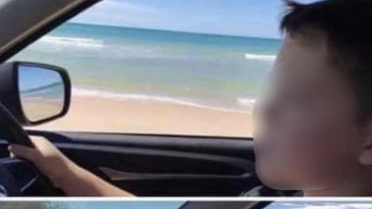 The Rainbow Beach and Double Island Point communities have been left outraged after photos and video footage appearing to show children doing their "first donuts" on the beach emerged online this week. Pictures: Social Media.