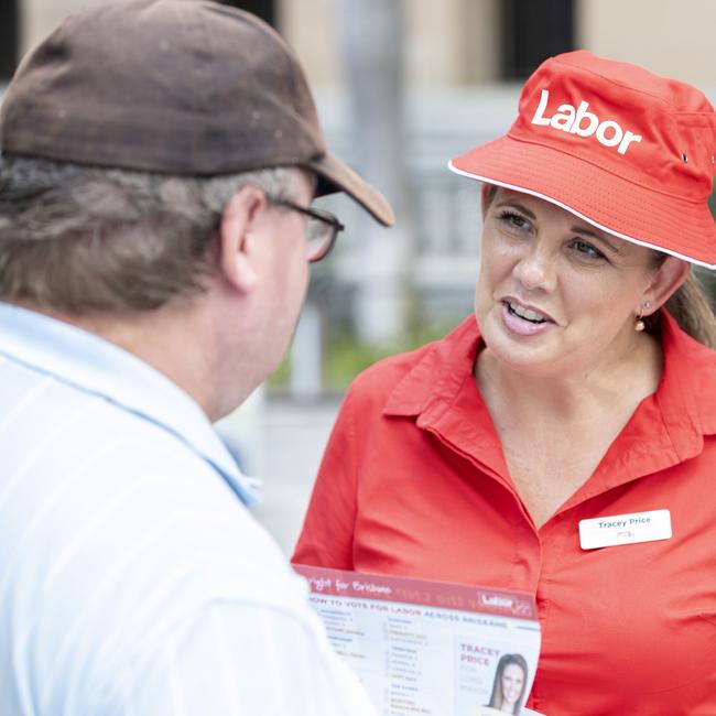 Lord Mayoral candidate Tracey Price at early voting for the Brisbane City Council election on Monday. Picture: Richard Walker