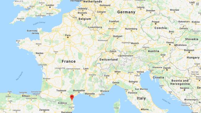 Map of Europe showing where Folau and SBW will clash in Perpignan, France.