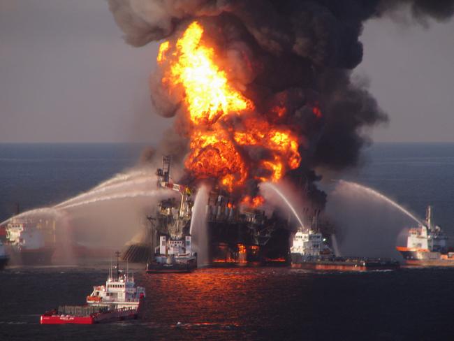 Coast Guard boats respond to the Deepwater Horizon explosion which killed 11 people. Picture: US Coast Guard via AP, File.