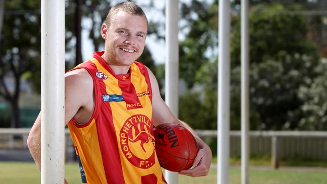 Ex-Glenelg footballer Byron Murphy was best for Morphettville Park in its win against Walkerville on Saturday. Picture: Calum Robertson