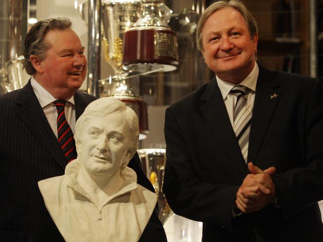 Sheedy with Horsburgh at the legend’s induction into the Bombers’ Hall of Fame.