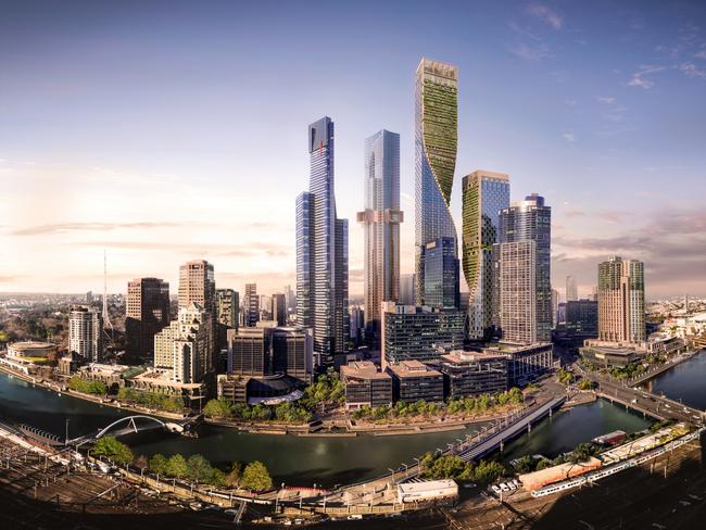 An artist's impression of the world's highest vertical garden to be built in the $2 billion Southbank skyscraper.,