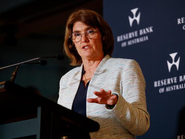 SYDNEY, AUSTRALIA - NewsWire Photos NOVEMBER 5, 2024: RBA Governor, Michele Bullock during a press conference following the announcement that interest rates would stay on hold. Picture: NewsWire / Nikki Short