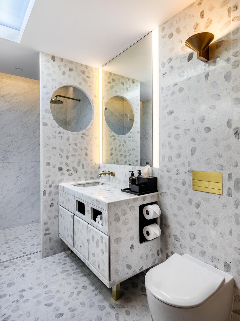 The ‘skylight’ in the enormous bathrooms can be set to mimic daylight at morning, noon and dusk.