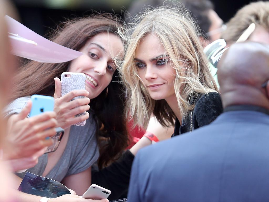 Cara Delevingne attends the European Premiere of “Suicide Squad” at the Odeon Leicester Square on August 3, 2016 in London, England. Picture: Getty