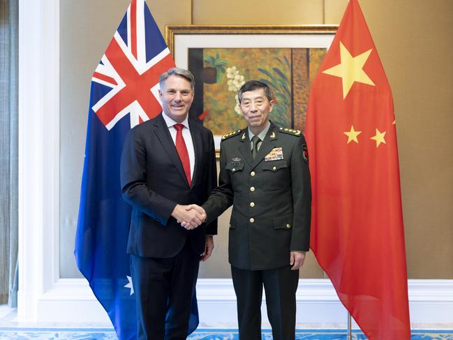 Deputy Prime Minister and Minister for Defence, the Hon Richard Marles MP, met with General Li Shangfu, Minister of Defence, China during the Shangri-La Dialogue in Singapore, on 3 June 2023. *** Local Caption *** Deputy Prime Minister and Minister for Defence, the Hon Richard Marles MP, attended the 20th Shangri-La Dialogue in Singapore on 2-4 June 2023. The International Institute for Strategic Studiesâ€™ (IISS) Shangri-La Dialogue is the largest regional security dialogue in the Indo-Pacific, attended by high-level representatives from across the Indo- Pacific and Europe, including around 30 defence ministers, as well as major international defence industry companies and leading academics. The Deputy Prime Minister attended the forum with Prime Minister, the Hon Anthony Albanese MP, the Secretary of Defence, Mr Greg Moriarty and the Chief of the Defence Force, General Angus Campbell. Deputy Prime Minister Marles then travelled to Indonesia, Vanuatu, and Kiribati for high-level talks with his counterparts.