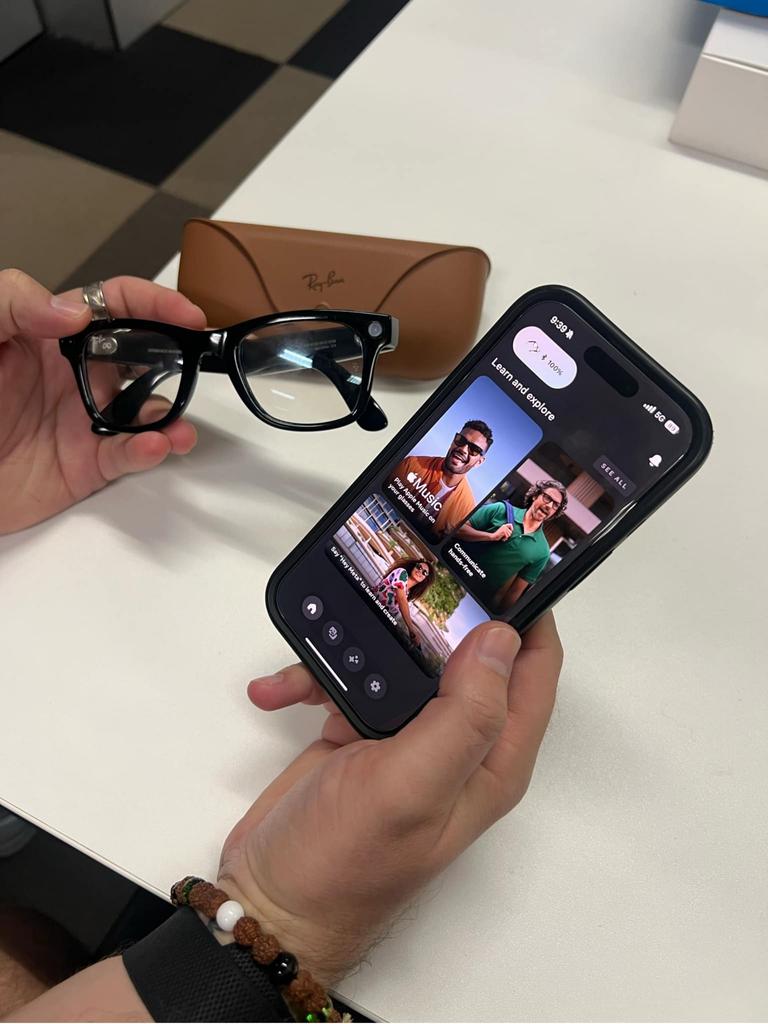 The glasses work in tandem with the Meta View app, which works on both Apple iPhone and Android. Picture: Troy Nankervis