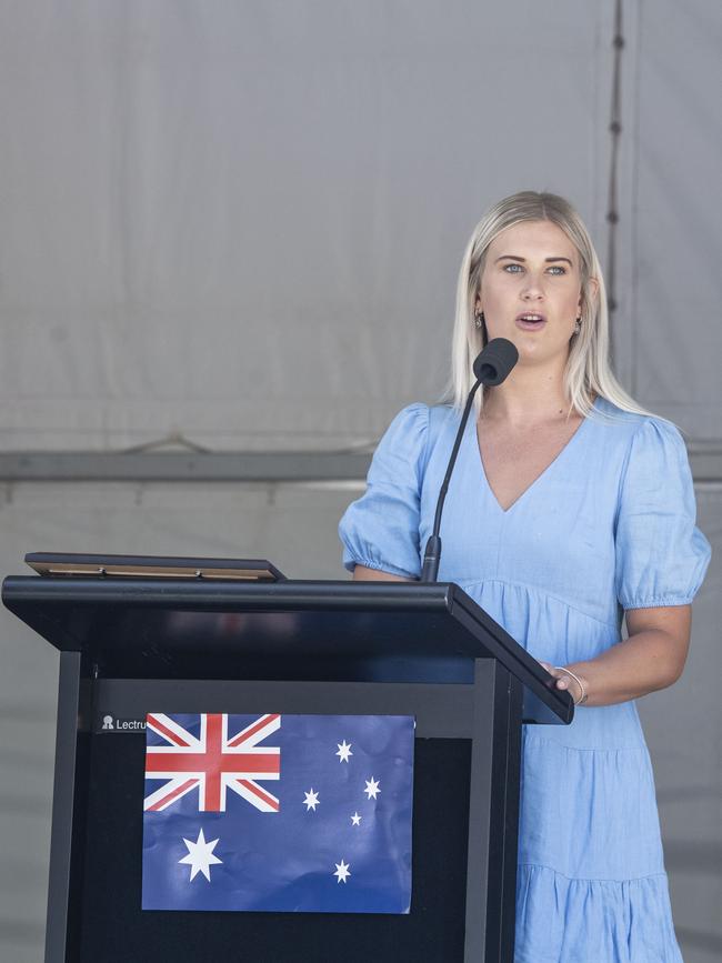 Toowoomba Senior Sports Award Shenae Ciesiolka. Australia Day celebrations at Picnic Point in Toowoomba. Thursday, January 26, 2023. Picture: Nev Madsen.