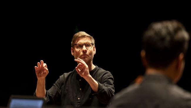 Kristian Bezuidenhout conducting the ACO. Picture: Charlie Kinross