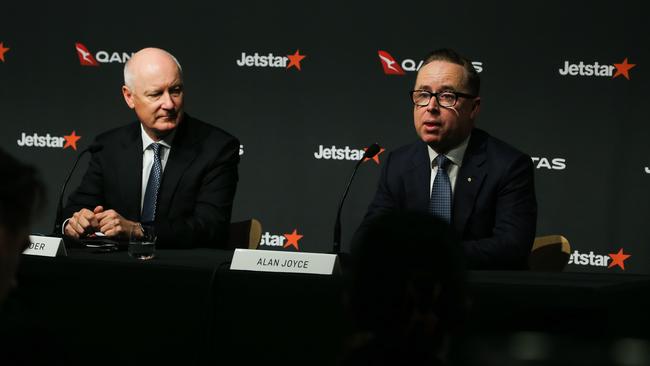 Qantas chairman Richard Goyder, left, with CEO Alan Joyce. Picture: NCA Newswire / Gaye Gerard