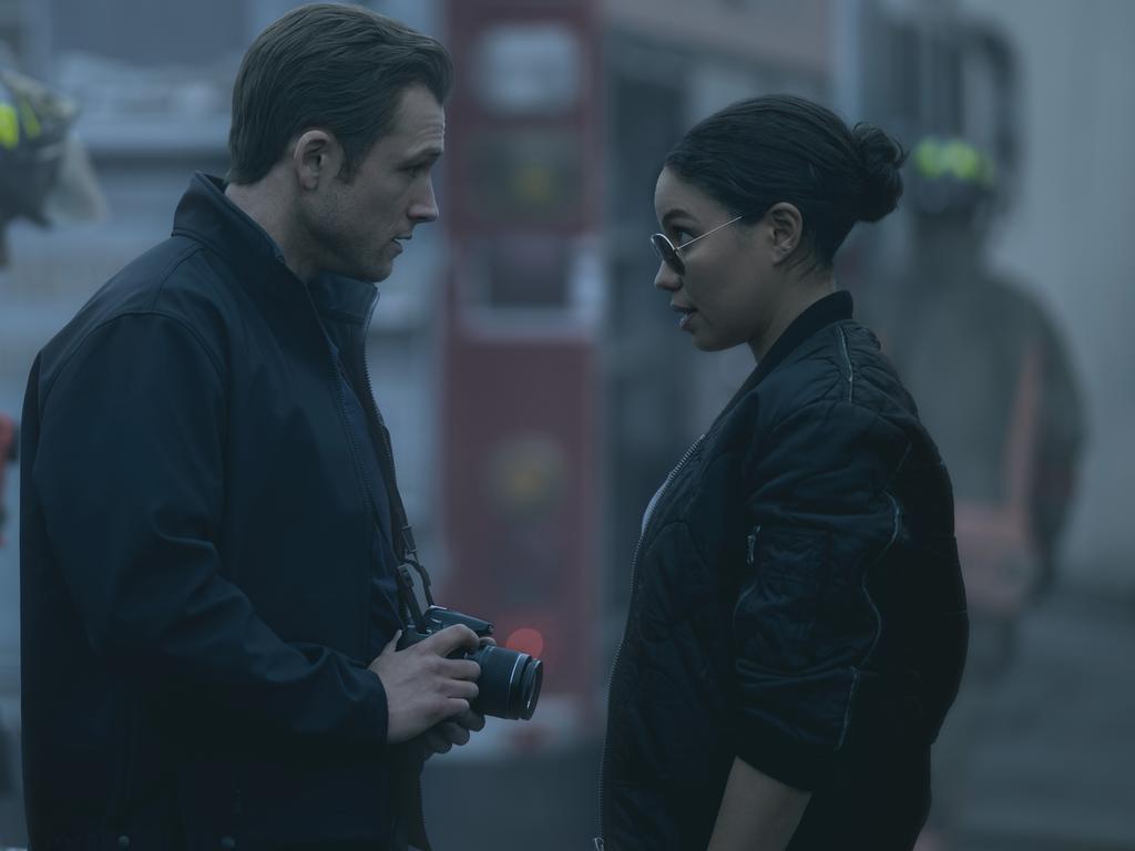 Taron Egerton and Jurnee Smollett in Smoke on Apple TV+
