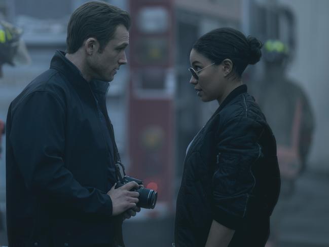 Taron Egerton and Jurnee Smollett in Smoke on Apple TV+