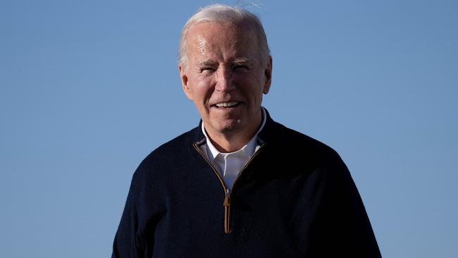 Joe Biden walks to speak to the press near Air Force One at Joint Base Andrews in Maryland. Picture: AFP.