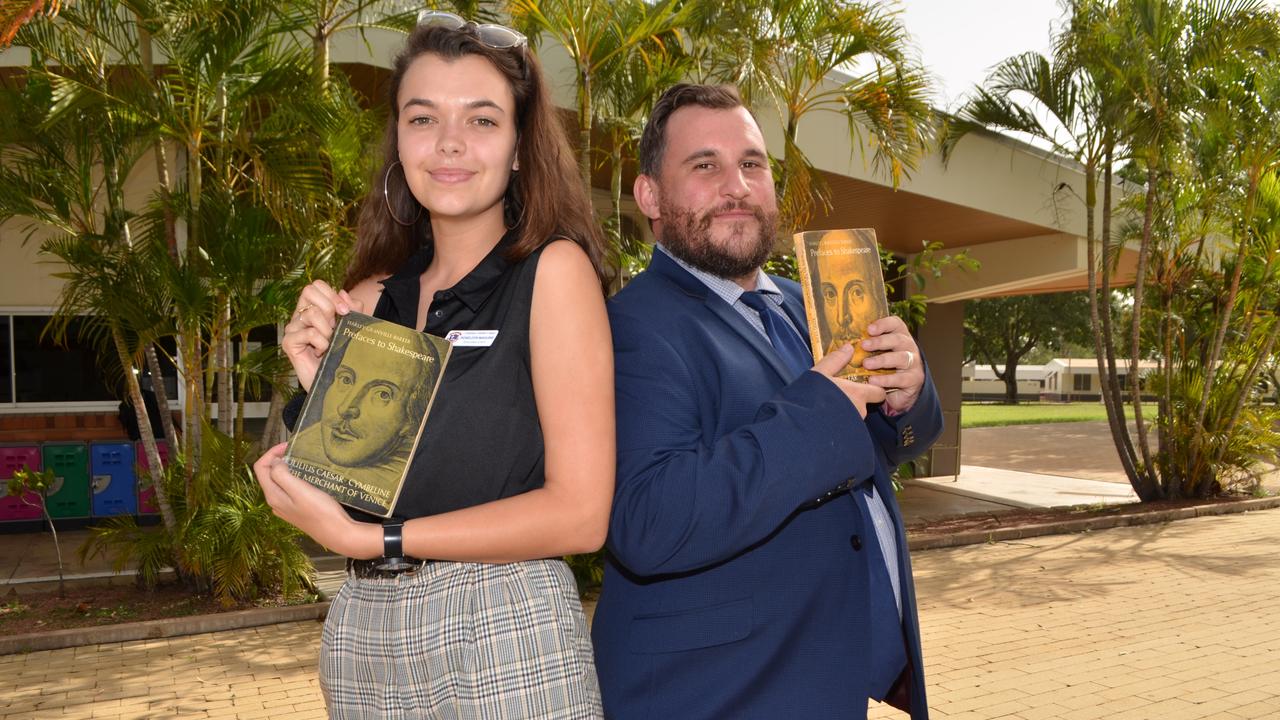 Columba Catholic College drama teacher Rosie Maguire and All Souls St Gabriels College head of English department Charlie Thomson are Sydney bound for Bell Shakespeare's Regional Teacher Mentorship. Picture: Marcel Baum.