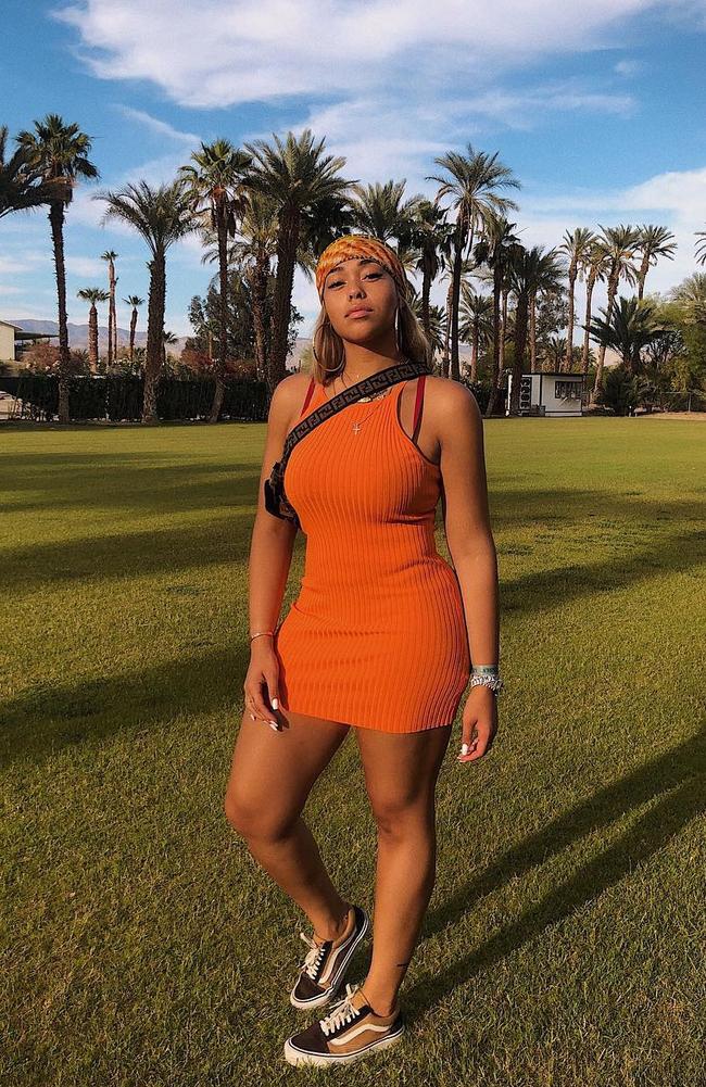 Vans and body-con ... Jordyn Woods at Coachella. Picture: Instagram