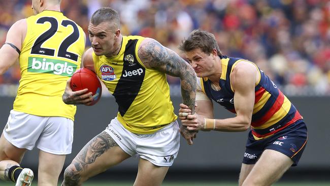 Martin in the 2017 Grand Final against the Crows, who tried to secure his signature. Picture Sarah Reed