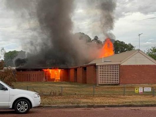 An abandoned building on fire at Eventide Residential Aged Care on January 26.