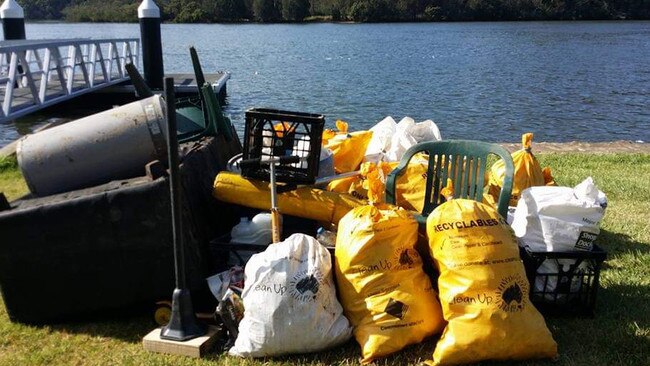 Some of the rubbish that is collected every year from the Georges River on Clean Up Australia Day. Both parties have pledged millions to clean up the river.